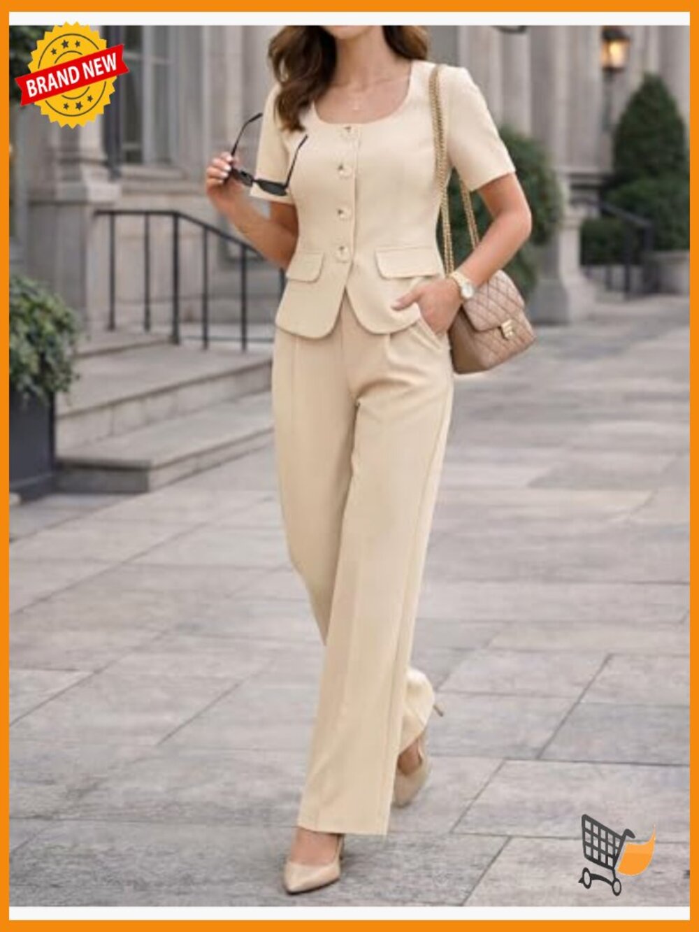 Women's 2-Piece Blazer & Wide Leg Pants Set Business Casual - Picture 3 of 7